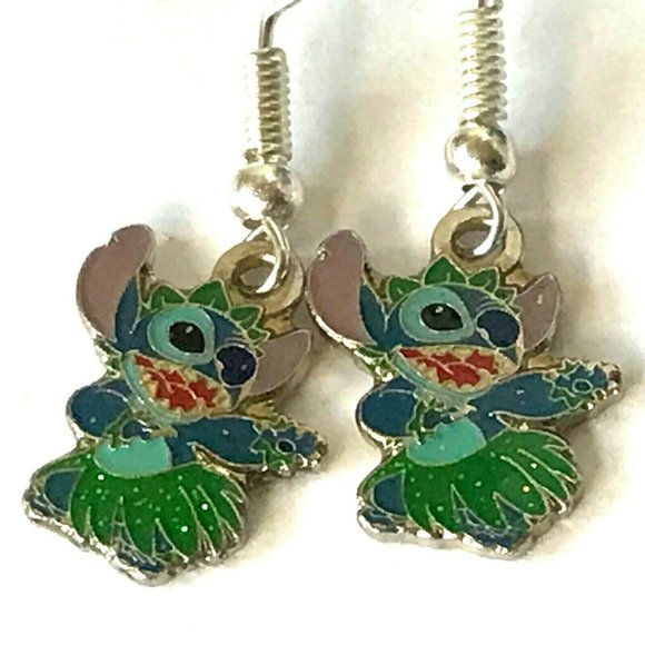 Vintage Disney Lilo & Stitch Earrings Disneyana Aulani Ohana Hawaii Charm - Picture 1 of 7